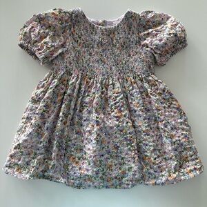 Zara Kids Girl Floral Printed Seersucker Dress Mauve